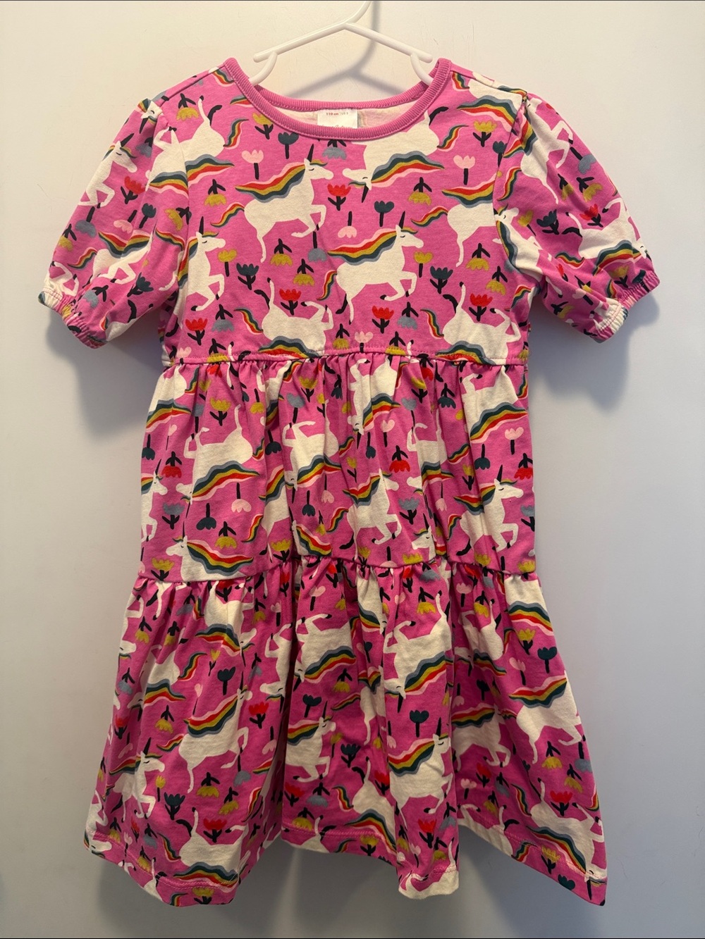 Hanna Andersson Pink Unicorn Print Tiered Kids Dress